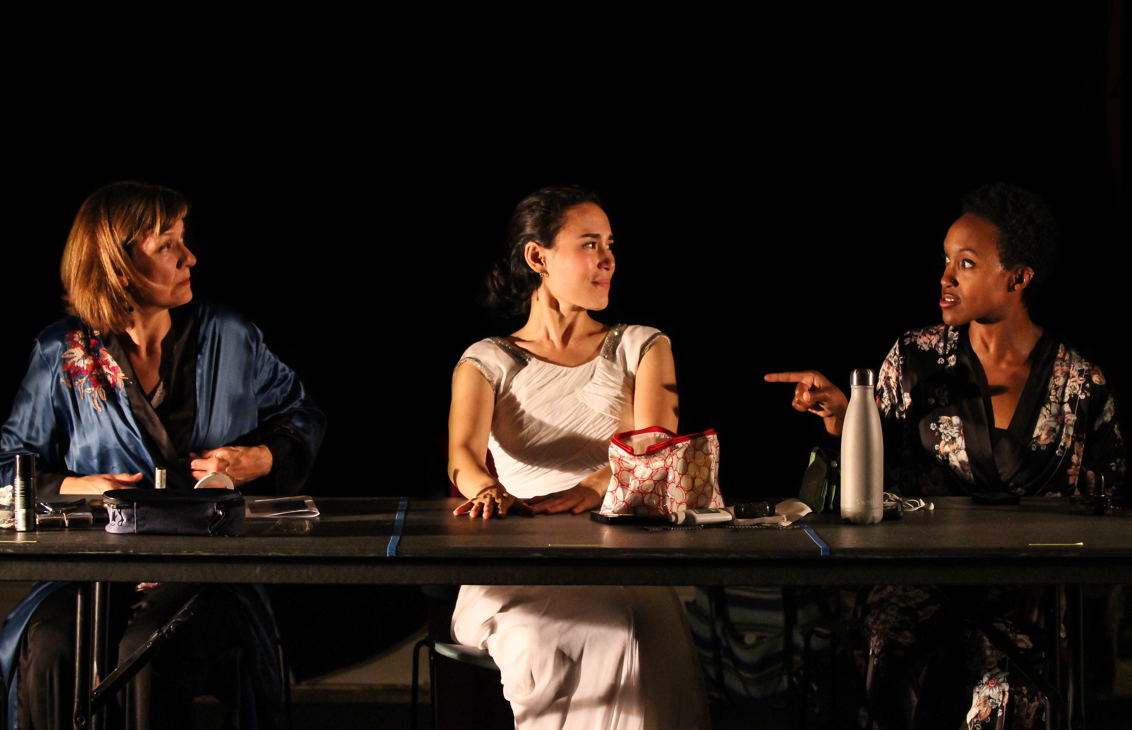 Lisa Tucker, Kathleen Lewis and Robin JaVonne Smith in Journey to the Center of the Stage. PHOTO: Benjamin Rose